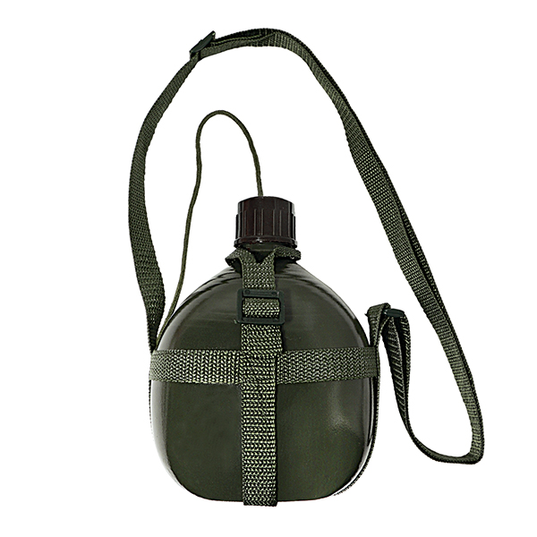 Фляга армии Китая 1 л (алюминиевая крашеная) с ремнем