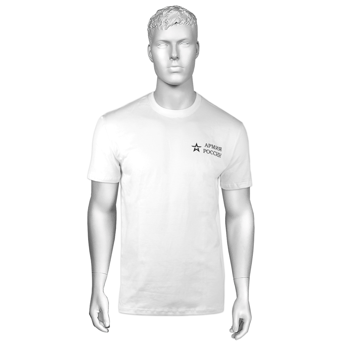 Футболка с надп. черной краской белая Армия России (со звездой) (к офисному костюму) 