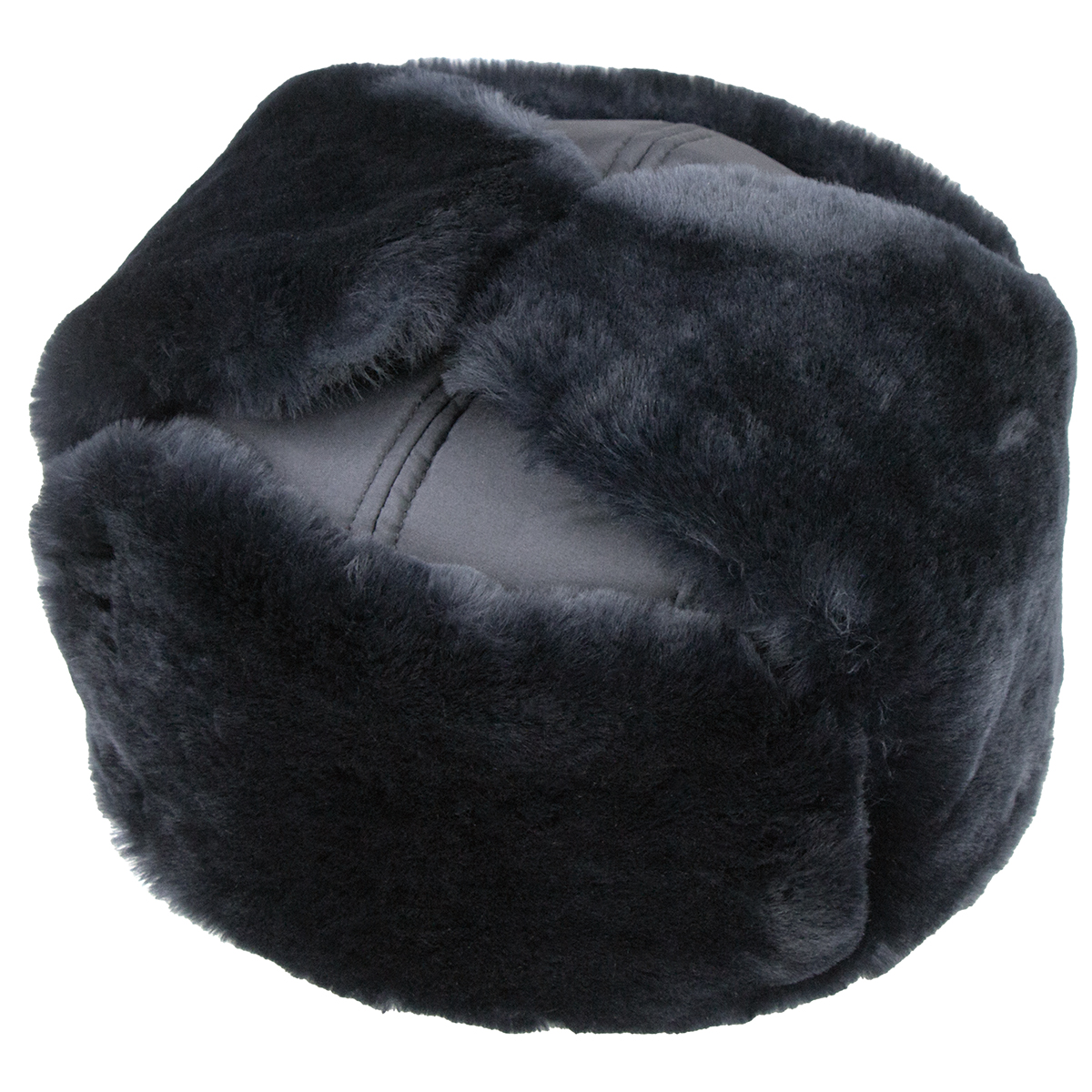 Шапка нат. мех овчина Полиция нов/обр (синий мех, верх - ткань ПЭ, подкладка - флис) приказ №777