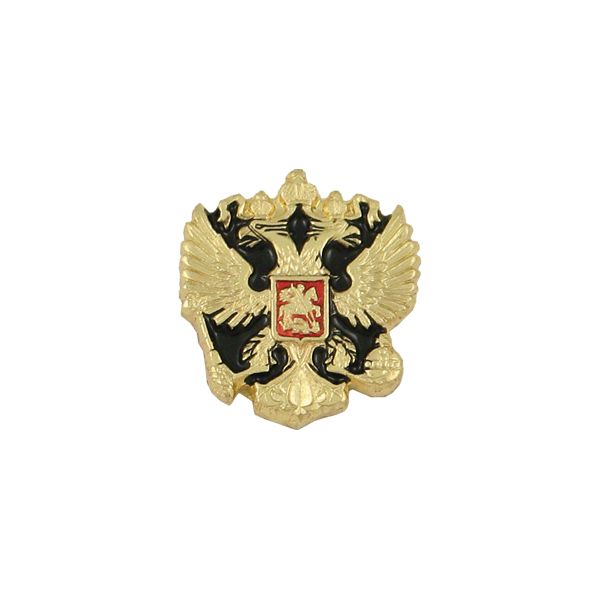 Значок мет. Орел РФ (черный фон) мал., на пимсе