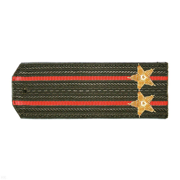 Погоны ОВ оливк. с 2 красн. просв., вышит. канителью (подполковник)