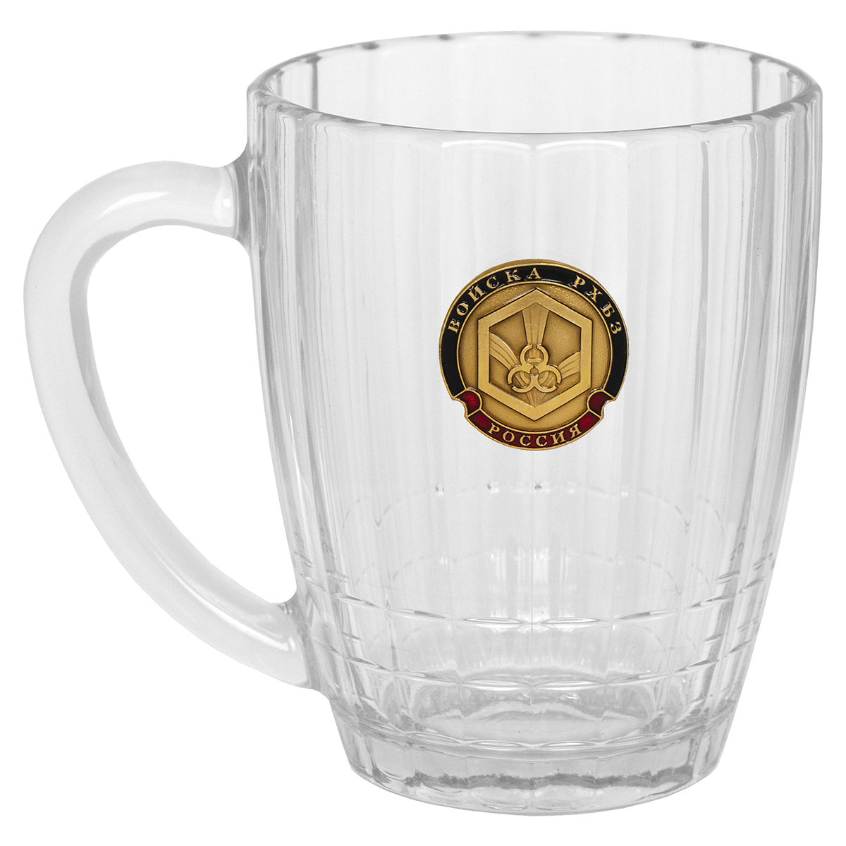 Кружка пивная стеклянная с мет. накладкой РХБЗ (0,5 л)