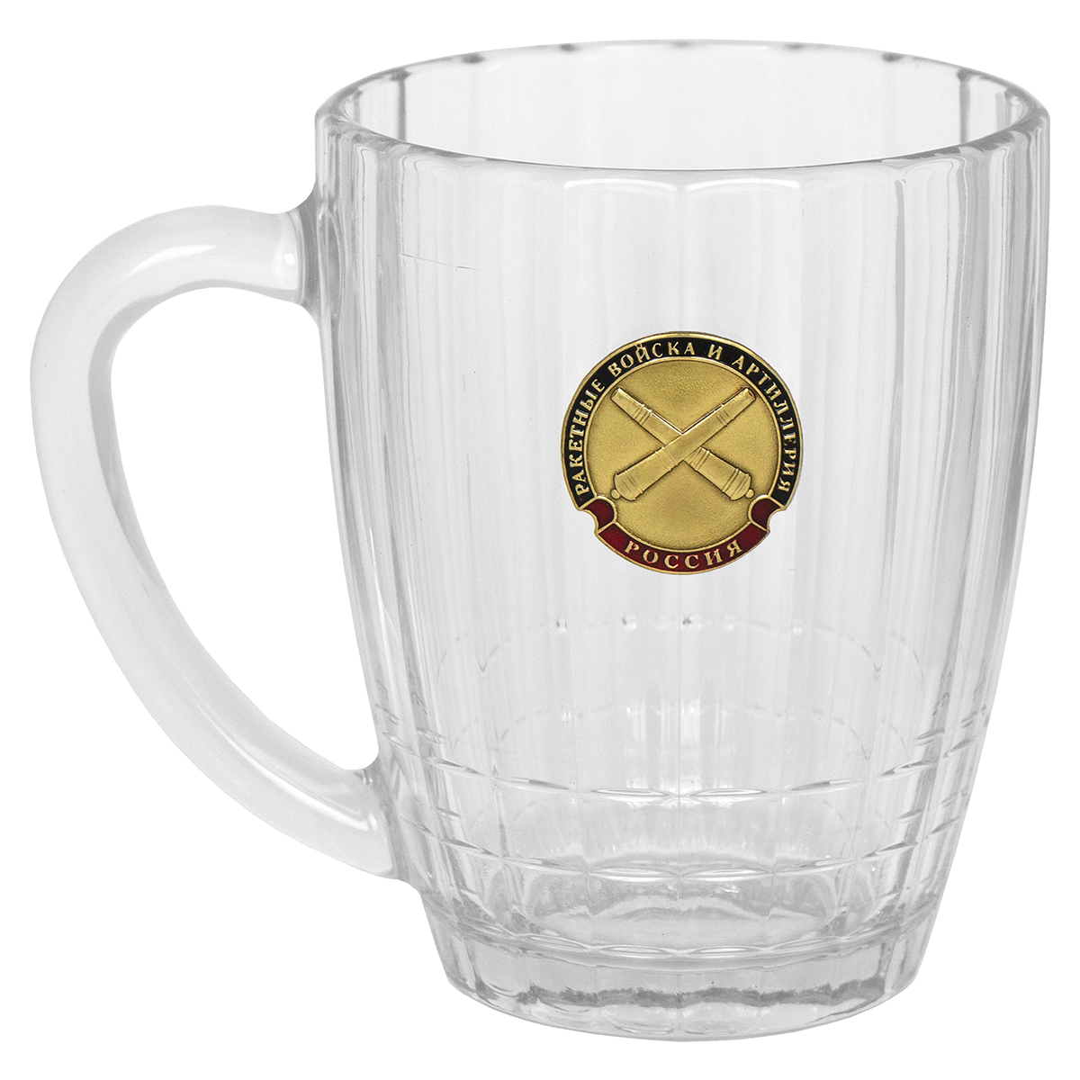 Кружка пивная стеклянная с мет. накладкой РВиА (0,5 л)