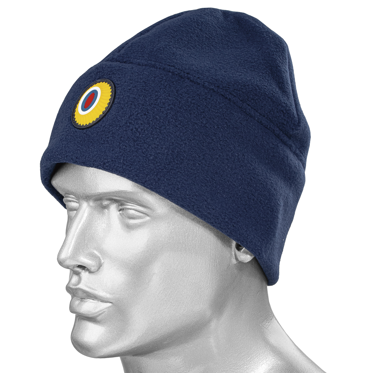 Шапка флисовая (Х) (двойной флис внизу) ДПС синяя с пластизол. кокардой