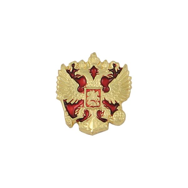 Значок мет. Орел РФ (красный фон) мал., на пимсе