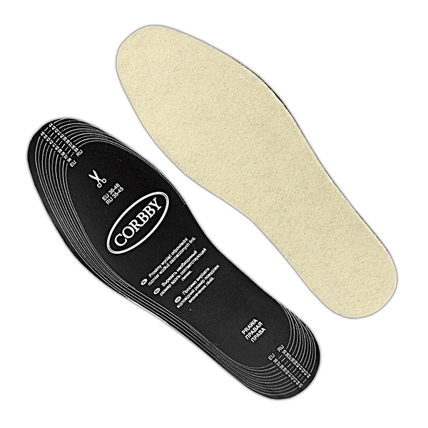 Стельки Corbby безразм. зимние универсальные (нат. овечья шерсть + латексная пена)