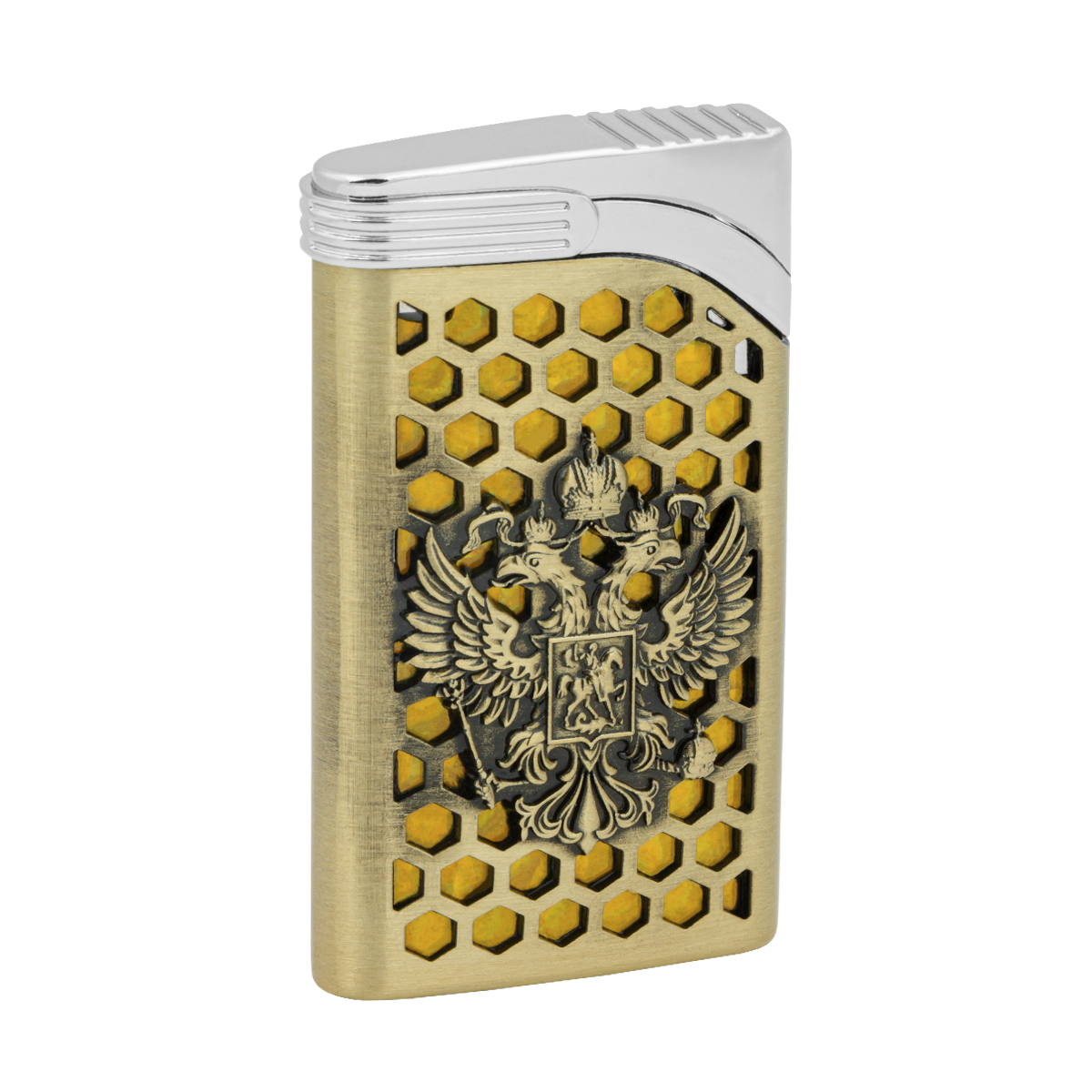 Зажигалка газовая с резным орнаментом Герб РФ
