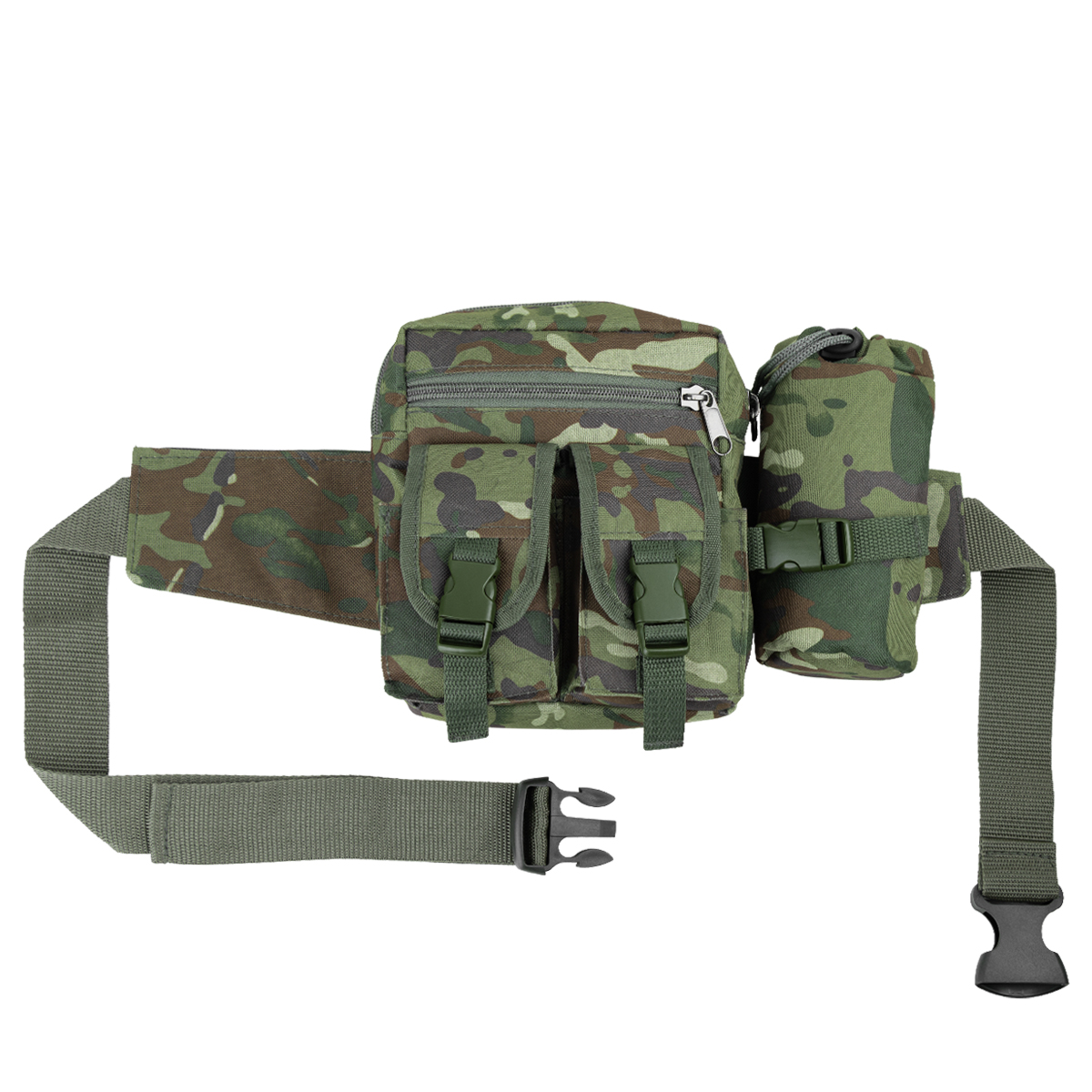 Сумка поясная с чехлом для бутылки 4-хцветная зеленая