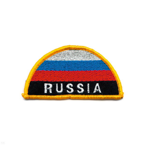 Шеврон вышит. RUSSIA (полукруг МЧС триколор)