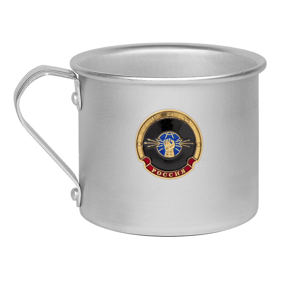 Кружка алюминиевая с мет. накладкой 0,5 л. РЭБ (эмблема)