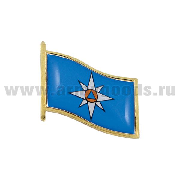 Значок мет. Флажок МЧС ведомственный, заливка смолой, на пимсе