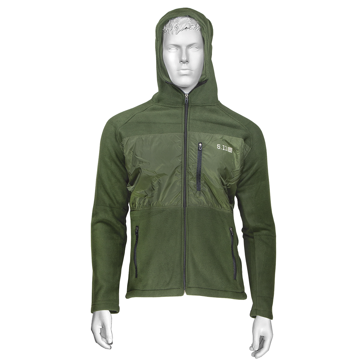 Кофта тактическая 5.11 флисовая с капюшоном оливковая