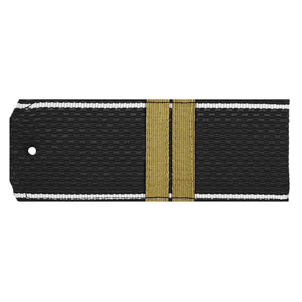 Погоны черн. белый кант с нашитым латунным галуном (мл. сержант) на пластике