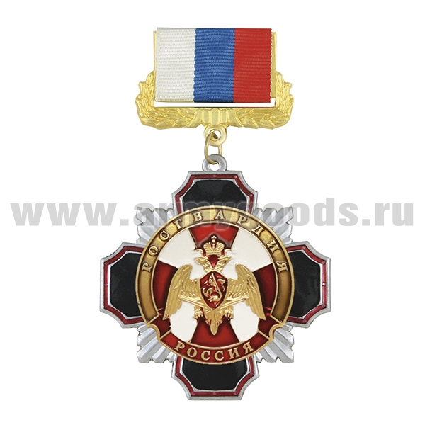 Медаль Стальной черн. крест с красн. кантом Росгвардия