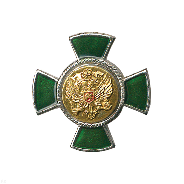 Значок мет. Крест зел. с орлом РФ