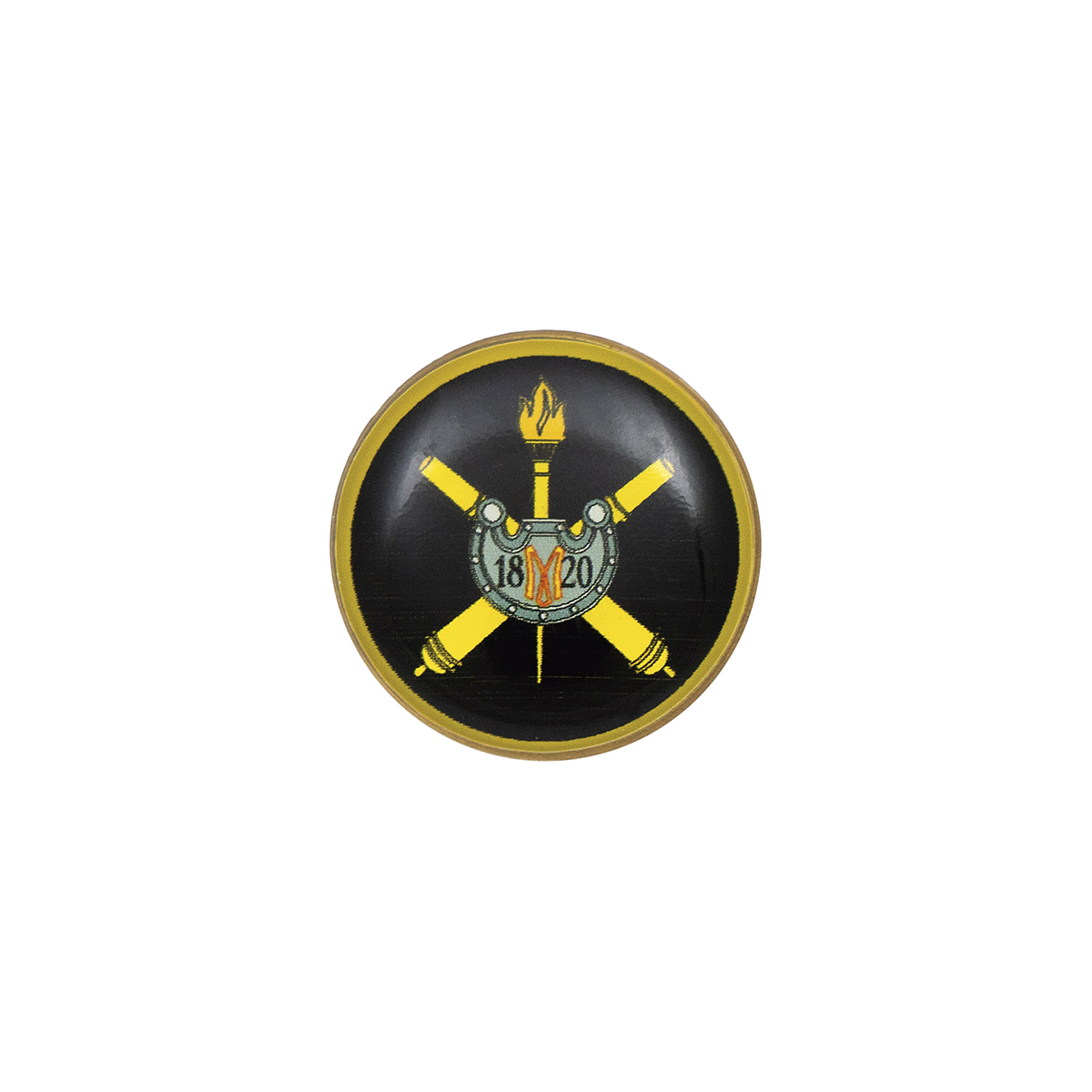 Значок мет. Михайловская военная артиллерийская академия (кругл, эмблема без надписи, смола, на пимсе)