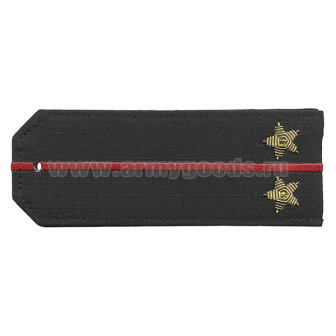 Погоны из рубаш. ткани черн. (Rip-Stop) c 1 вышит. красным пр. вышит. канит. (лейтенант) на костюм офисный