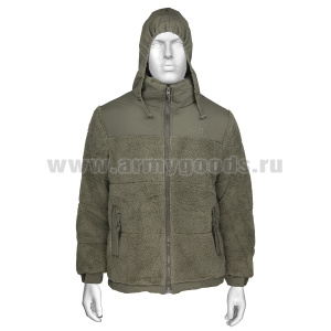 Кртк комбинированная (ткань + иск. мех) The North Face (с капюшоном) на молнии оливковая