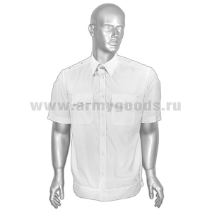 Рубашка мужская (кор.рук.) белая Полиция c липучками для шевронов