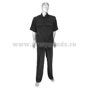 Костюм лет. МО офисный черный (ткань "габардин") короткий рукав (подкладка сетка)
