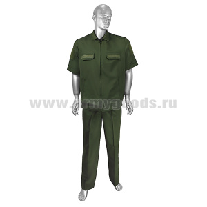 Костюм лет. МО офисный оливковый (ткань "габардин") короткий рукав (подкладка сетка) р-ры с 46 по 60