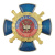 Значок мет. 90 лет ЭКС МВД России 1919-2009 (син. крест с накладкой кругл., заливка смолой)