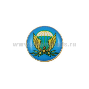 Значок мет. 38 отдельный полк связи ВДВ (мал., круглый, смола, на пимсе)